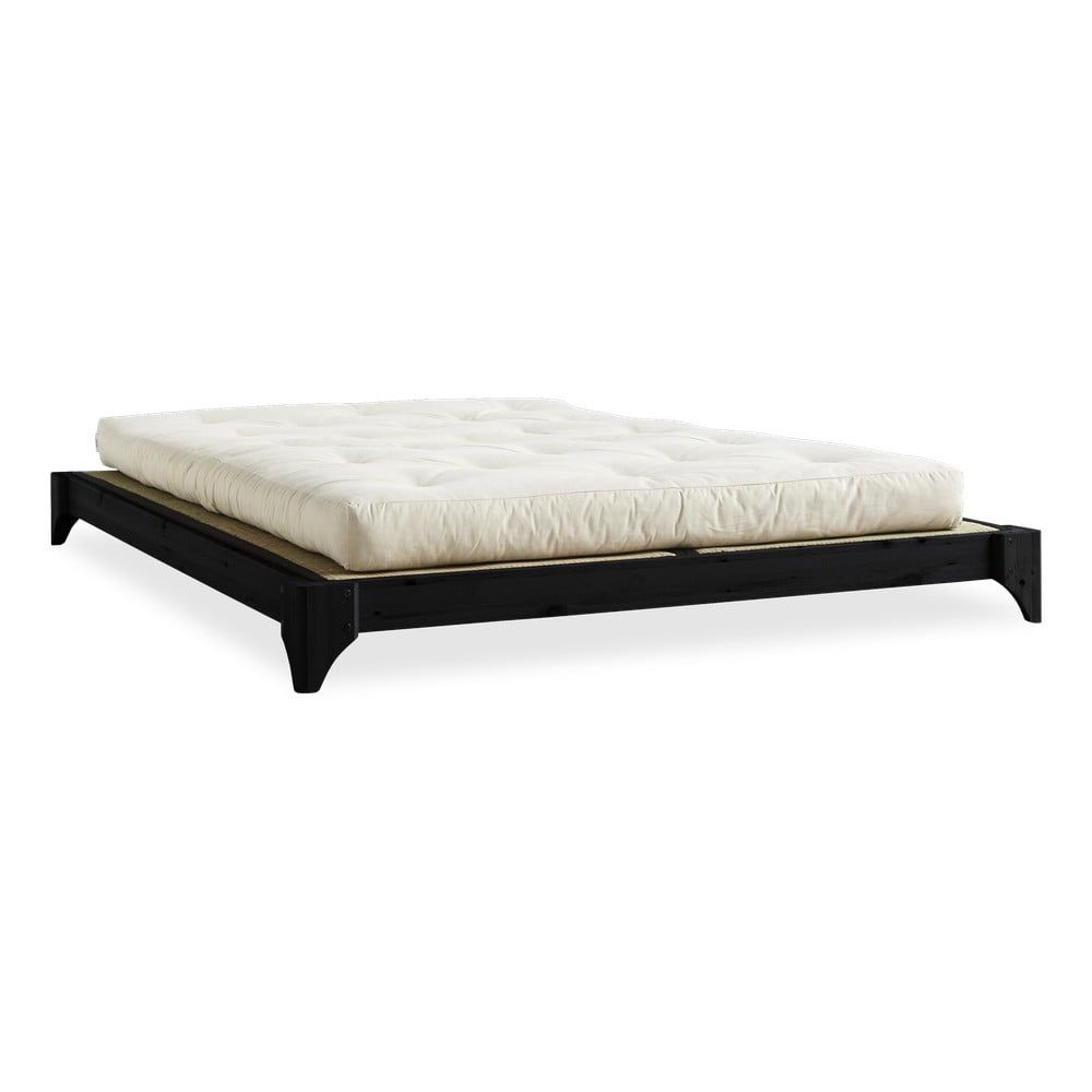Dvojlôžková posteľ z borovicového dreva s matracom a tatami Karup Design Elan Comfort Mat Black/Natural, 160 × 200 cm - Bonami.sk
