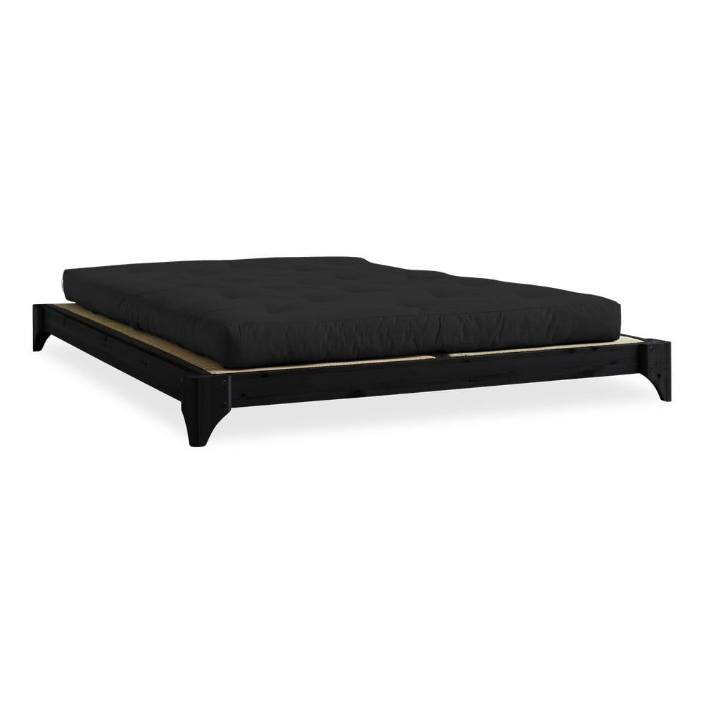 Dvojlôžková posteľ z borovicového dreva s matracom a tatami Karup Design Elan Double Latex Black/Black, 160 × 200 cm - Bonami.sk
