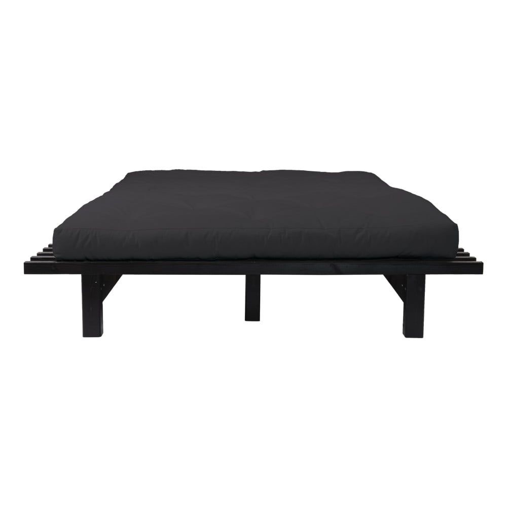 Dvojlôžková posteľ z borovicového dreva s matracom Karup Design Blues Double Latex Black/Black, 180 × 200 cm - Bonami.sk