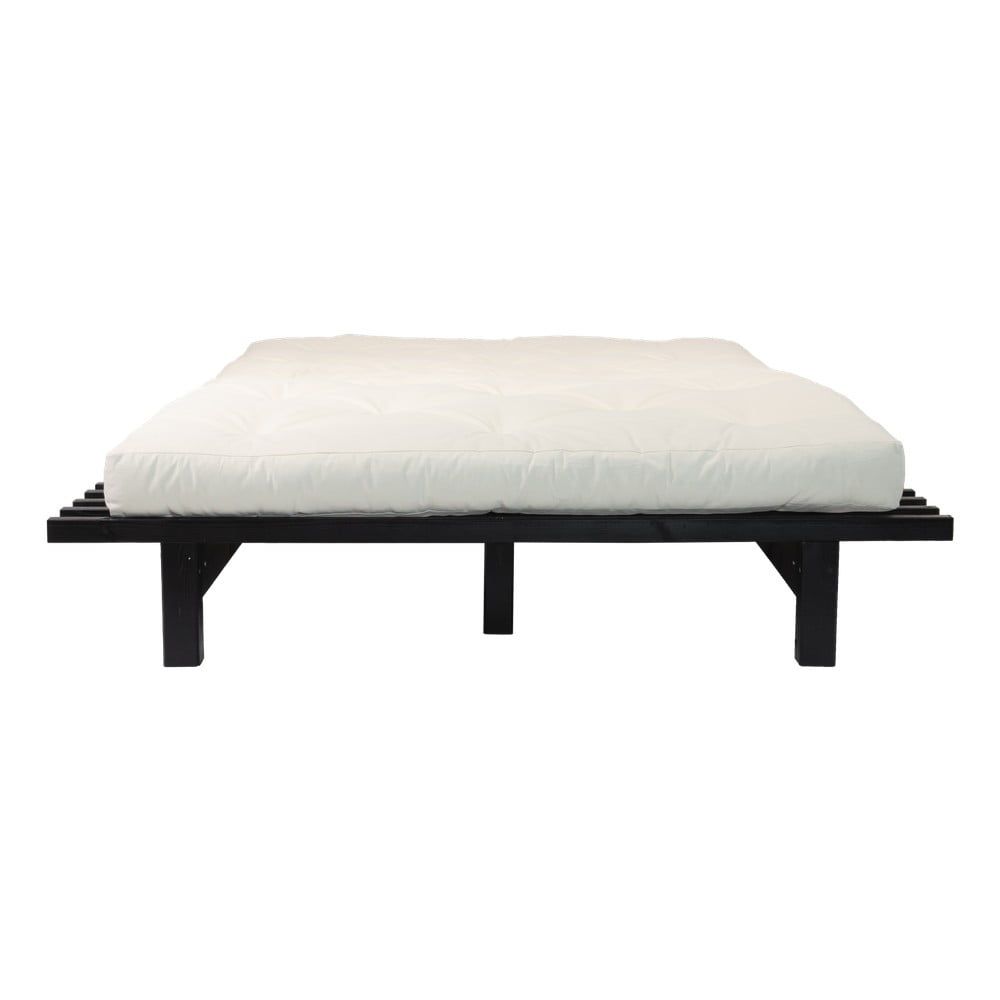 Dvojlôžková posteľ z borovicového dreva s matracom Karup Design Blues Double Latex Black/Natural, 180 × 200 cm - Bonami.sk