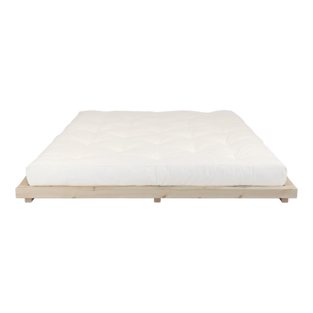 Dvojlôžková posteľ z borovicového dreva s matracom Karup Design Dock Comfort Mat Natural/Natural, 180 × 200 cm - Bonami.sk