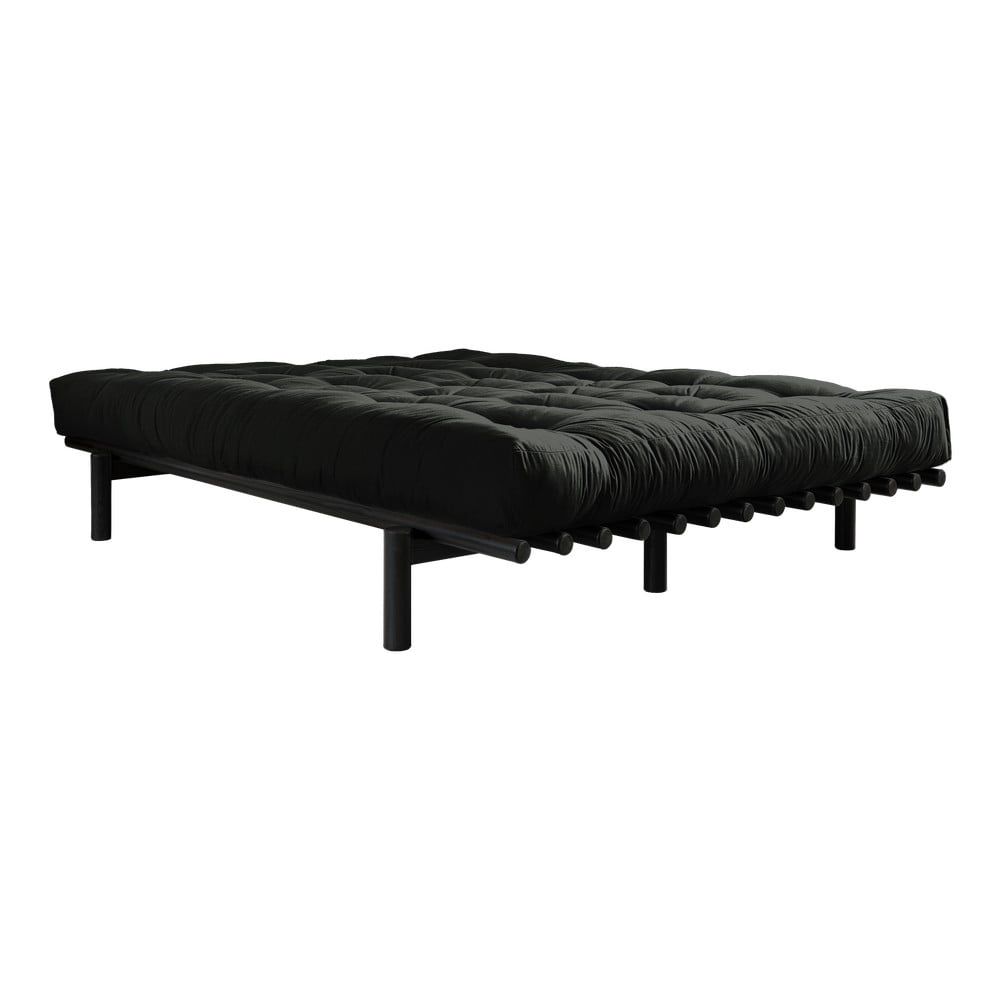 Dvojlôžková posteľ z borovicového dreva s matracom Karup Design Pace Comfort Mat Black/Black, 180 × 200 cm - Bonami.sk