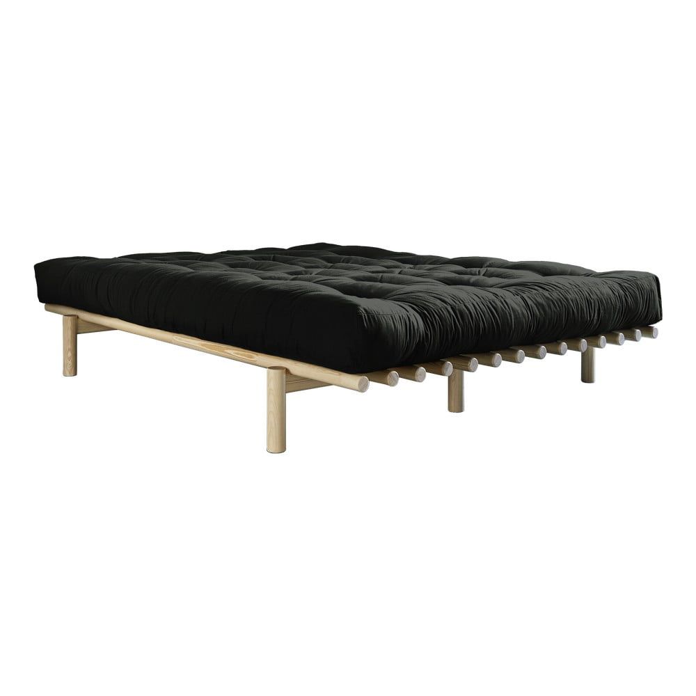 Dvojlôžková posteľ z borovicového dreva s matracom Karup Design Pace Double Latex Natural/Black, 200 × 180 cm - Bonami.sk