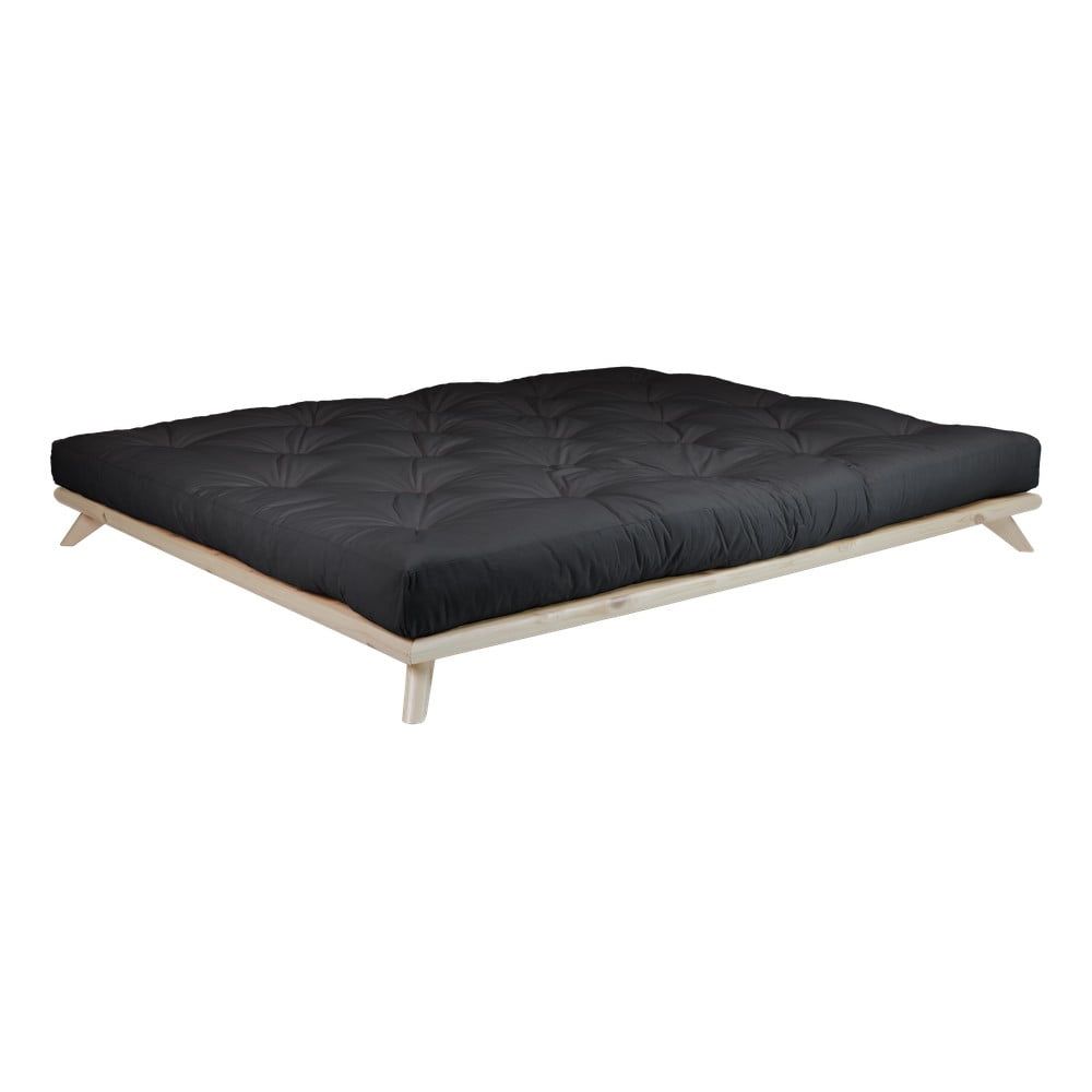 Dvojlôžková posteľ z borovicového dreva s matracom Karup Design Senza Comfort Mat Natural Clear/Black, 180 × 200 cm - Bonami.sk