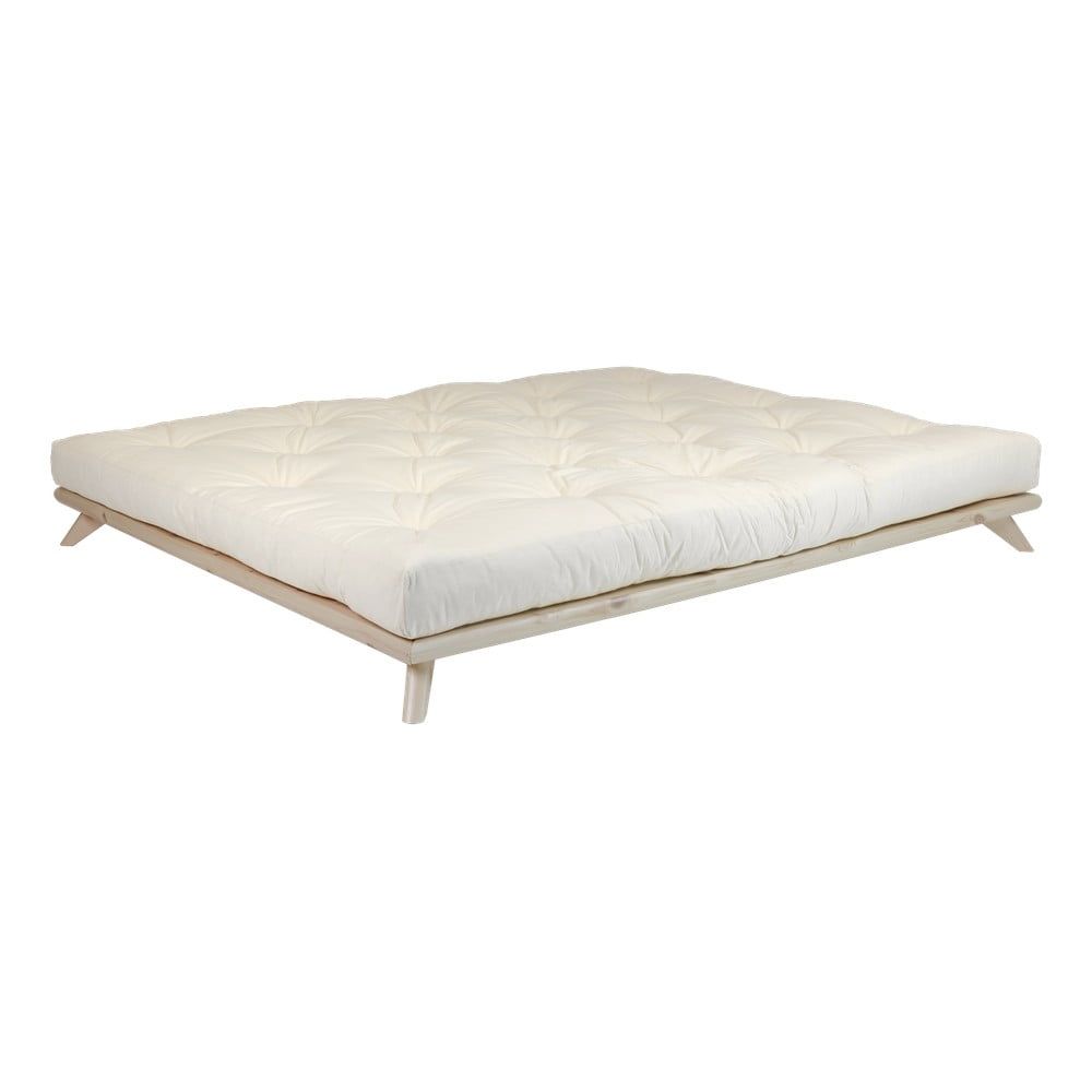 Dvojlôžková posteľ z borovicového dreva s matracom Karup Design Senza Comfort Mat Natural Clear/Natural, 180 × 200 cm - Bonami.sk