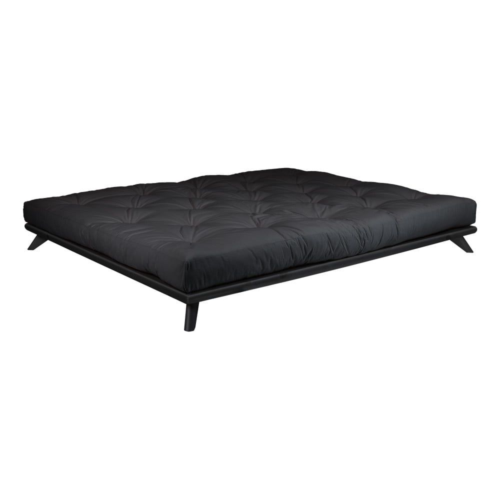 Dvojlôžková posteľ z borovicového dreva s matracom Karup Design Senza Double Latex Black/Black, 180 × 200 cm - Bonami.sk