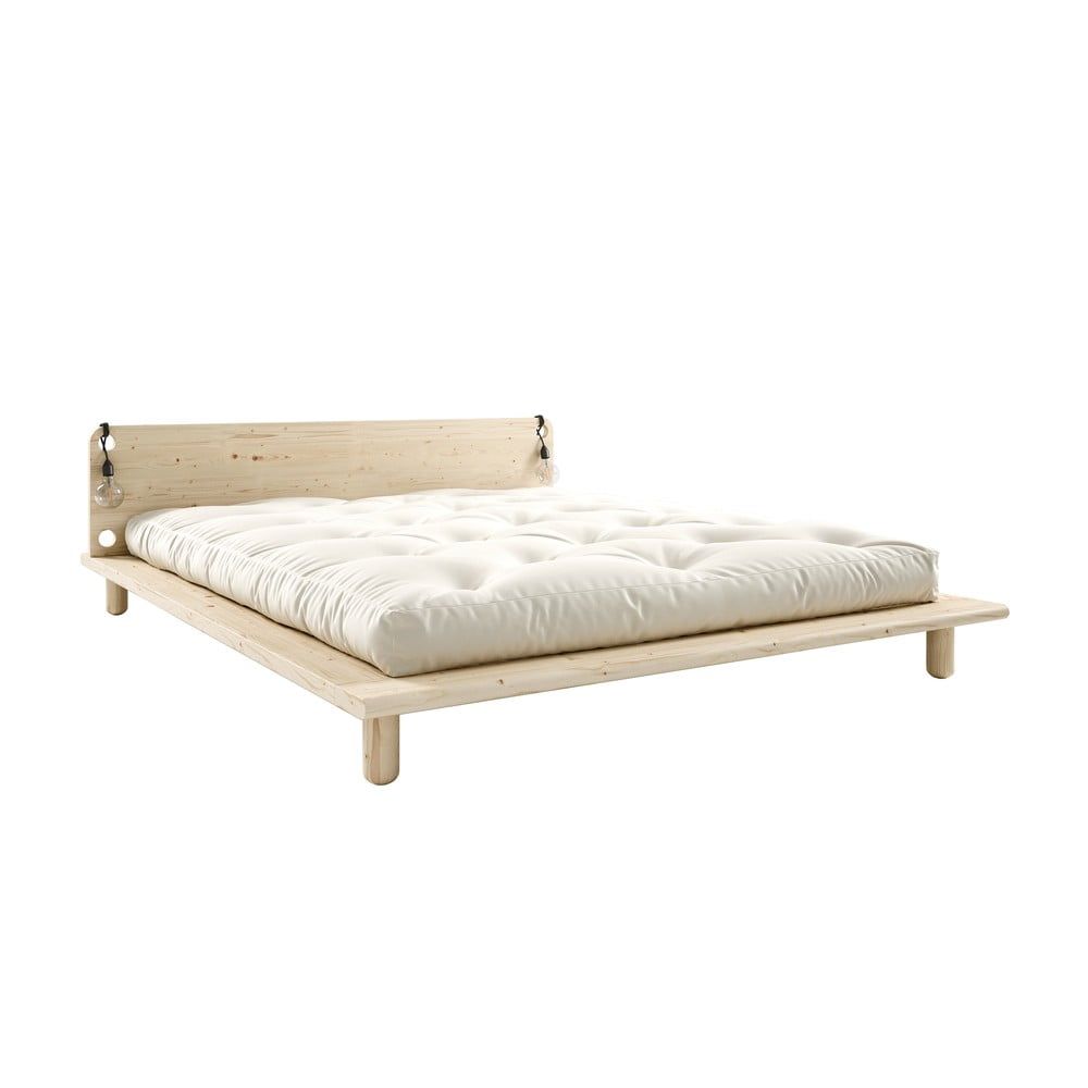 Dvojlôžková posteľ z masívneho dreva s čelom, lampičkami a matracom Double Latex Karup Design Peek, 160 x 200 cm - Bonami.sk