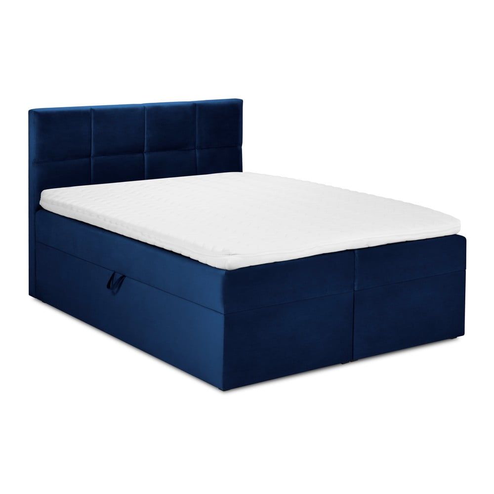 Modrá zamatová dvojlôžková posteľ Mazzini Beds Mimicry, 200 x 200 cm - Bonami.sk