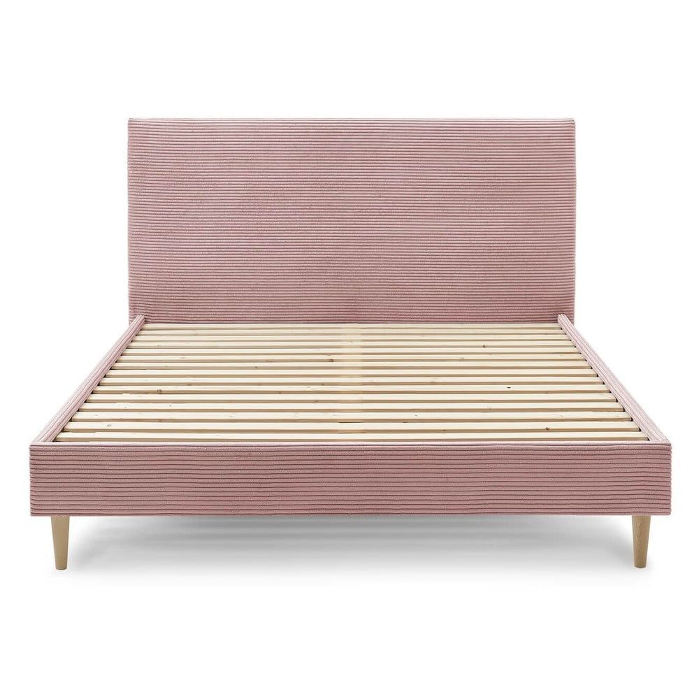Ružová menčestrová dvojlôžková posteľ Bobochic Paris Anja Light, 180 x 200 cm - Bonami.sk
