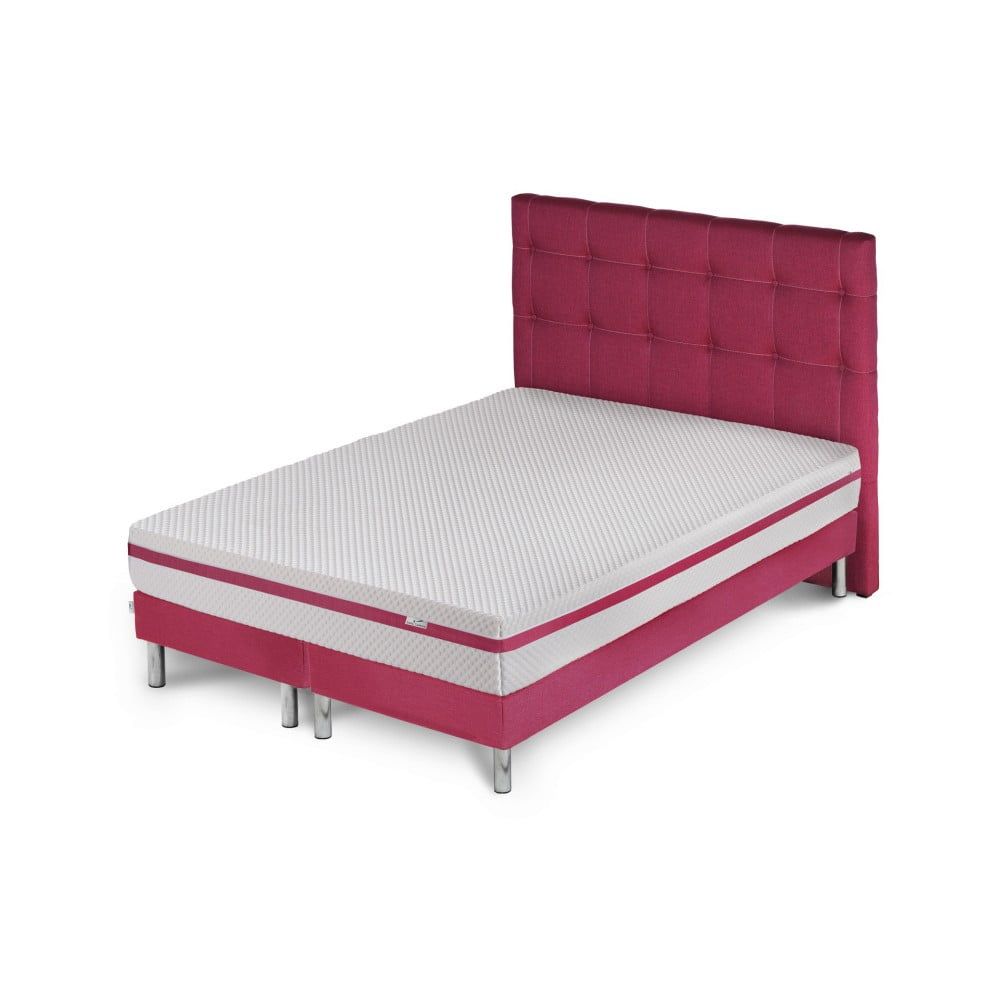 Ružová posteľ s matracom a dvojitým boxspringom Stella Cadente Pluton Saches, 180 × 200 cm - Bonami.sk