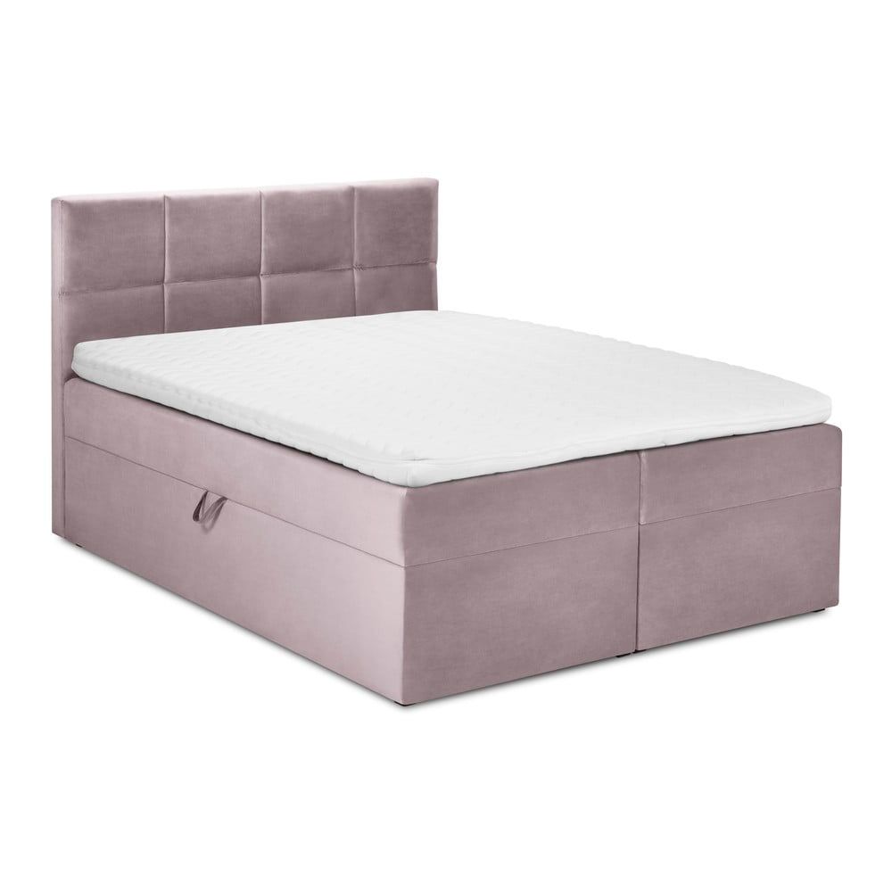 Ružová zamatová dvojlôžková posteľ Mazzini Beds Mimicry, 200 x 200 cm - Bonami.sk