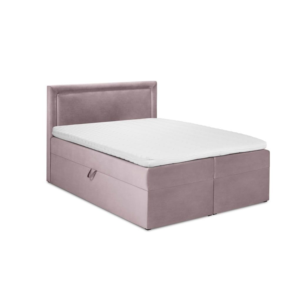 Ružová zamatová dvojlôžková posteľ Mazzini Beds Yucca, 180 x 200 cm - Bonami.sk
