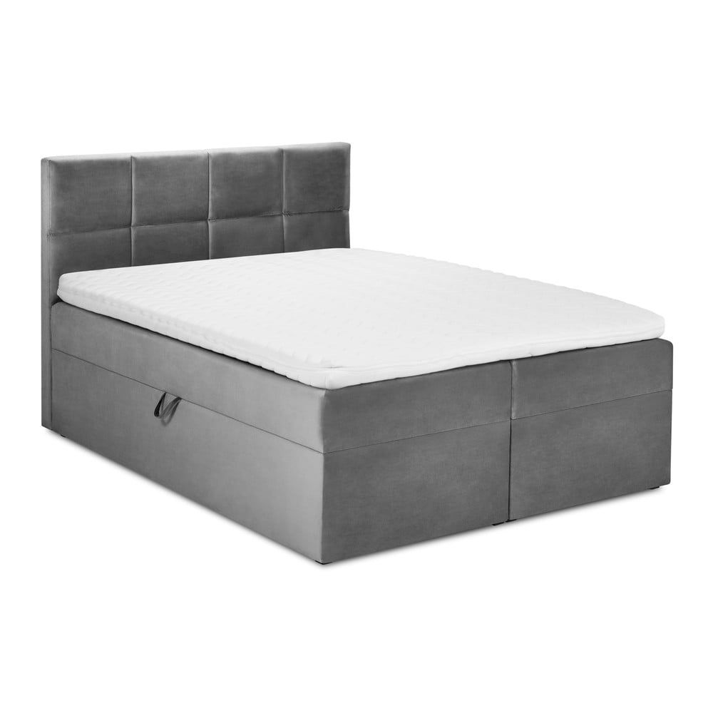 Sivá zamatová dvojlôžková posteľ Mazzini Beds Mimicry, 180 x 200 cm - Bonami.sk