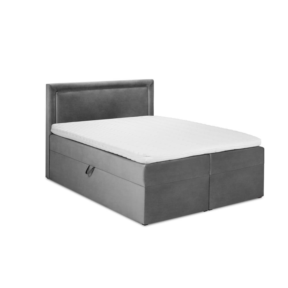 Sivá zamatová dvojlôžková posteľ Mazzini Beds Yucca, 180 x 200 cm - Bonami.sk