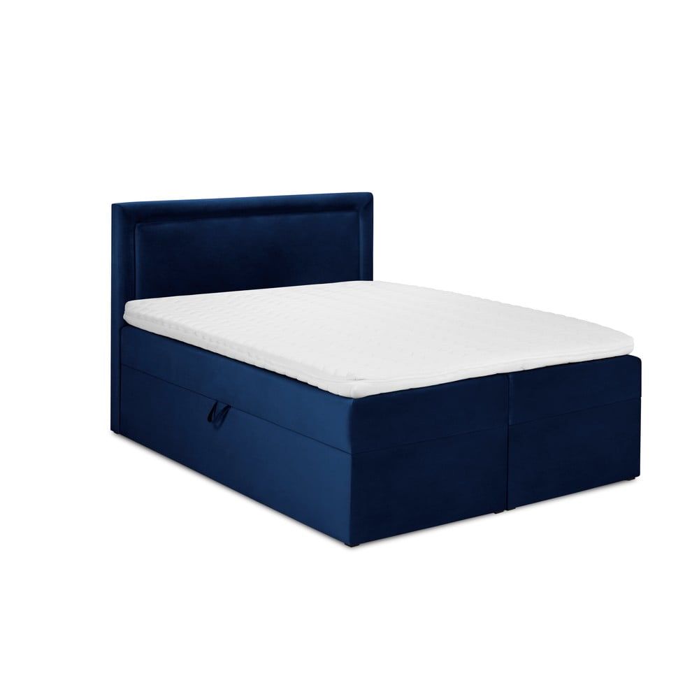 Modrá zamatová dvojlôžková posteľ Mazzini Beds Yucca, 160 x 200 cm - Bonami.sk