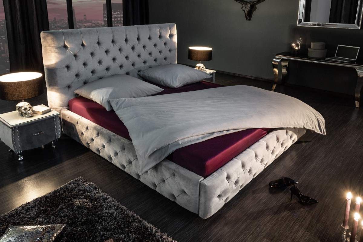 LuxD Dizajnová posteľ Laney 180x200 cm sivý zamat - ESTILOFINA.SK