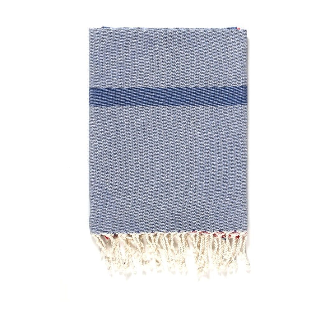 Modro-sivá osuška s prímesou bavlny Kate Louise Cotton Collection Line Blue Grey Pink, 100 × 180 cm - Bonami.sk