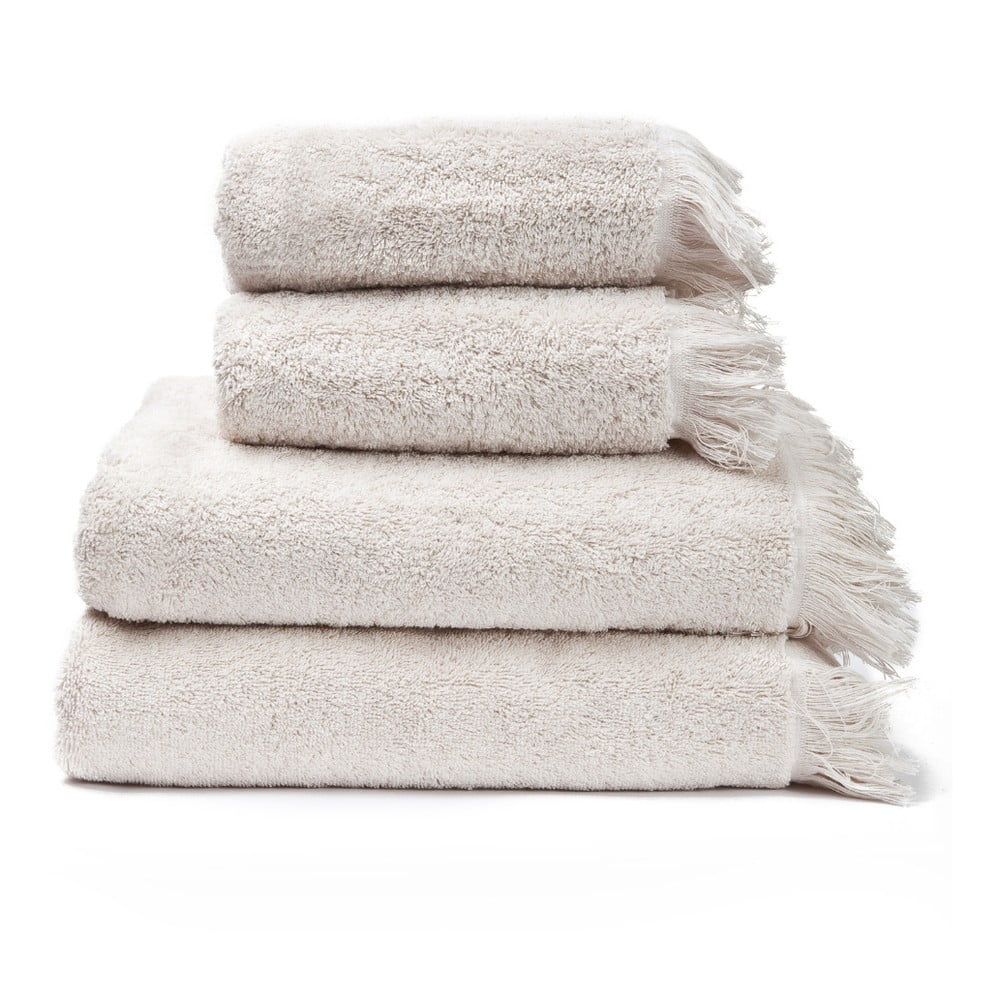 Sada 2 krémovobielych uterákov a 2 osušiek zo 100% bavlny Bonami, 50 × 90 + 70 × 140 cm - Bonami.sk