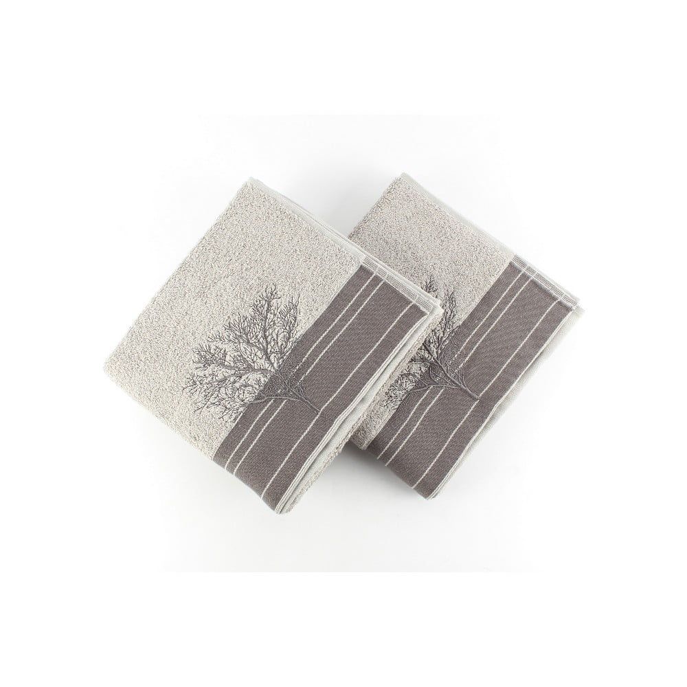 Sada 2 sivých bavlnených uterákov Infinity, 50 × 90 cm - Bonami.sk