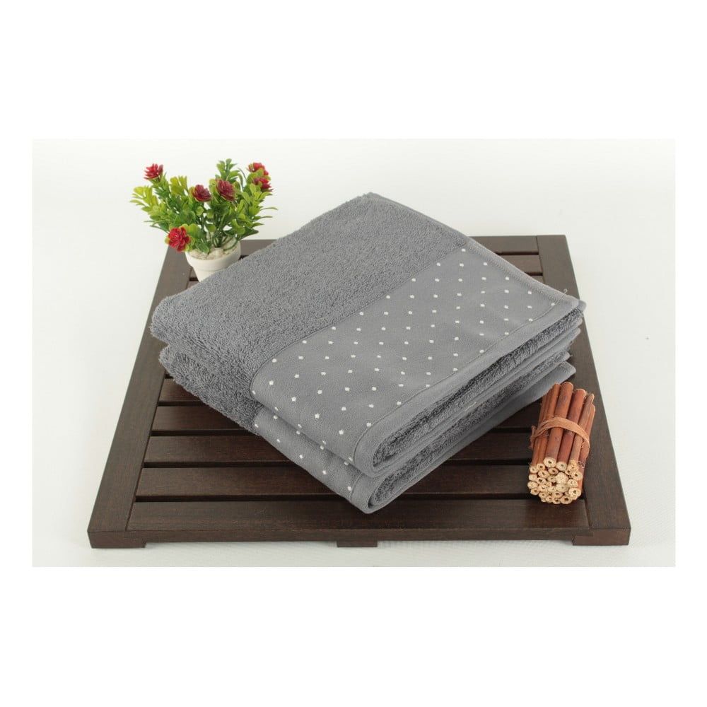Sada 2 sivých bavlnených uterákov Patricia, 50 × 90 cm - Bonami.sk