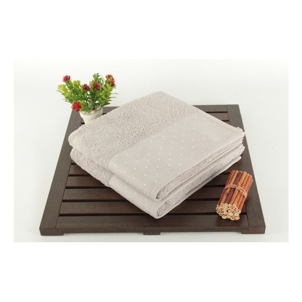 Sada 2 svetlosivých bavlnených uterákov Patricia, 50 × 90 cm - Bonami.sk