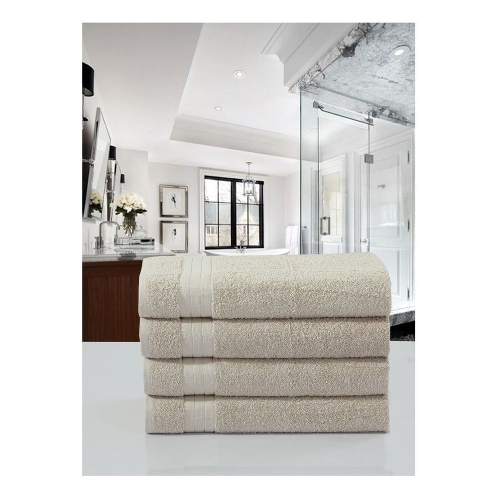Sada 4 béžových bavlnených uterákov Muller Textiels, 50 × 100 cm - Bonami.sk