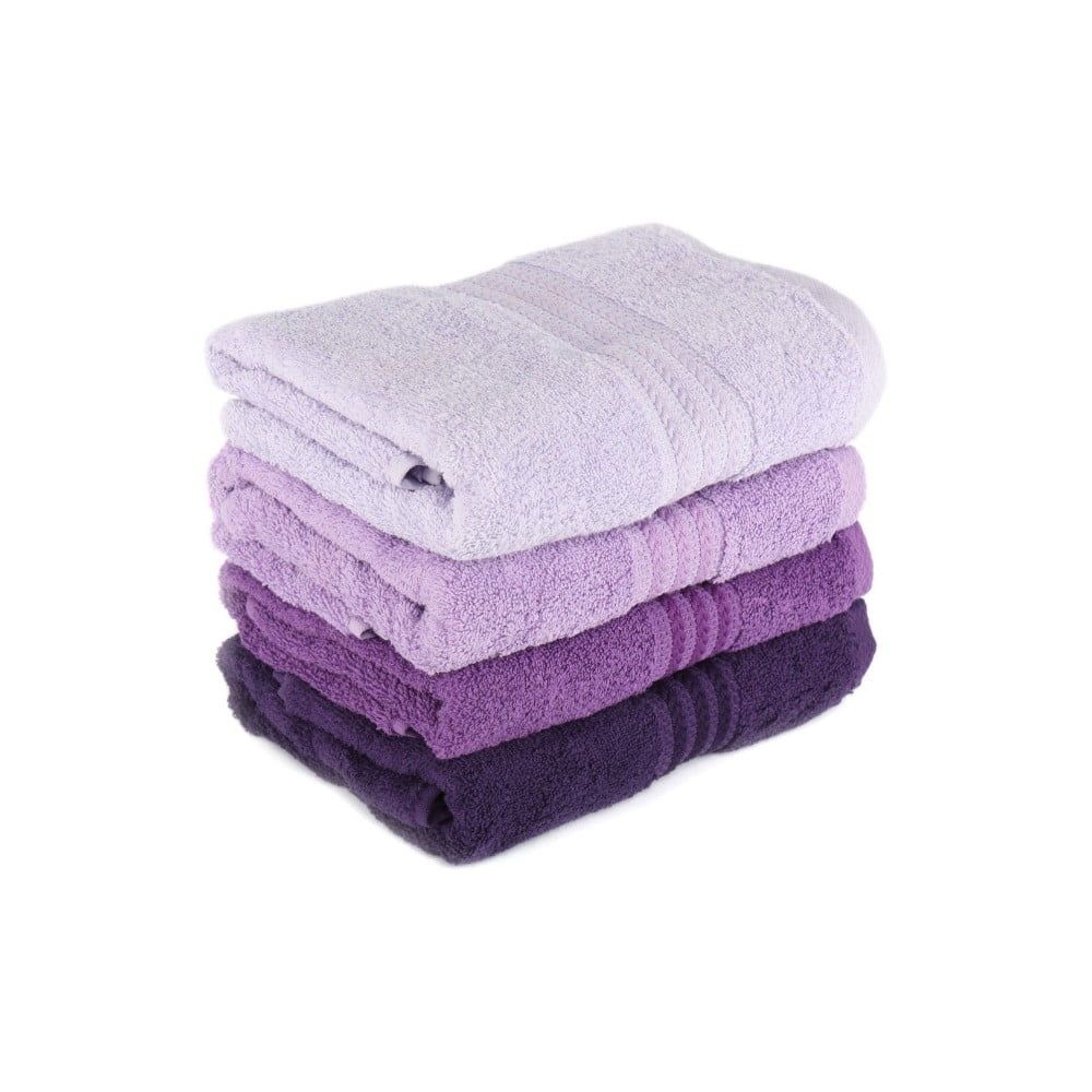 Sada 4 fialových bavlnených uterákov Rainbow, 50 × 90 cm - Bonami.sk