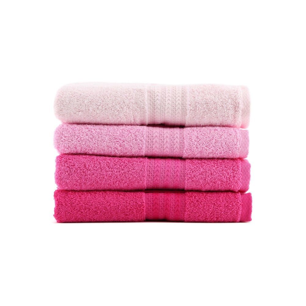 Súprava 4 ružových bavlnených uterákov Rainbow, 50 x 90 cm - Bonami.sk