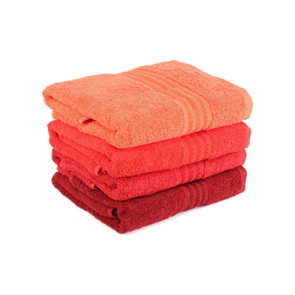 Sada 4 červených bavlnených uterákov Rainbow, 50 x 90 cm - Bonami.sk