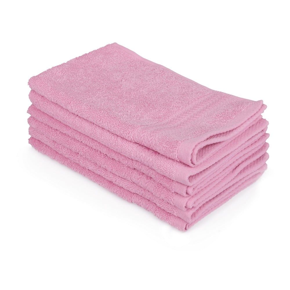 Sada 6 ružových uterákov do kúpeľni, 50 x 30 cm - Bonami.sk