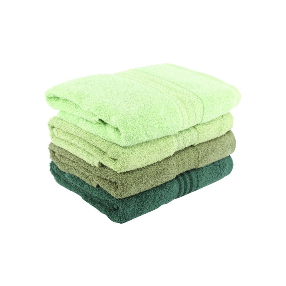 Súprava 4 zelených bavlnených uterákov Rainbow, 50 x 90 cm - Bonami.sk