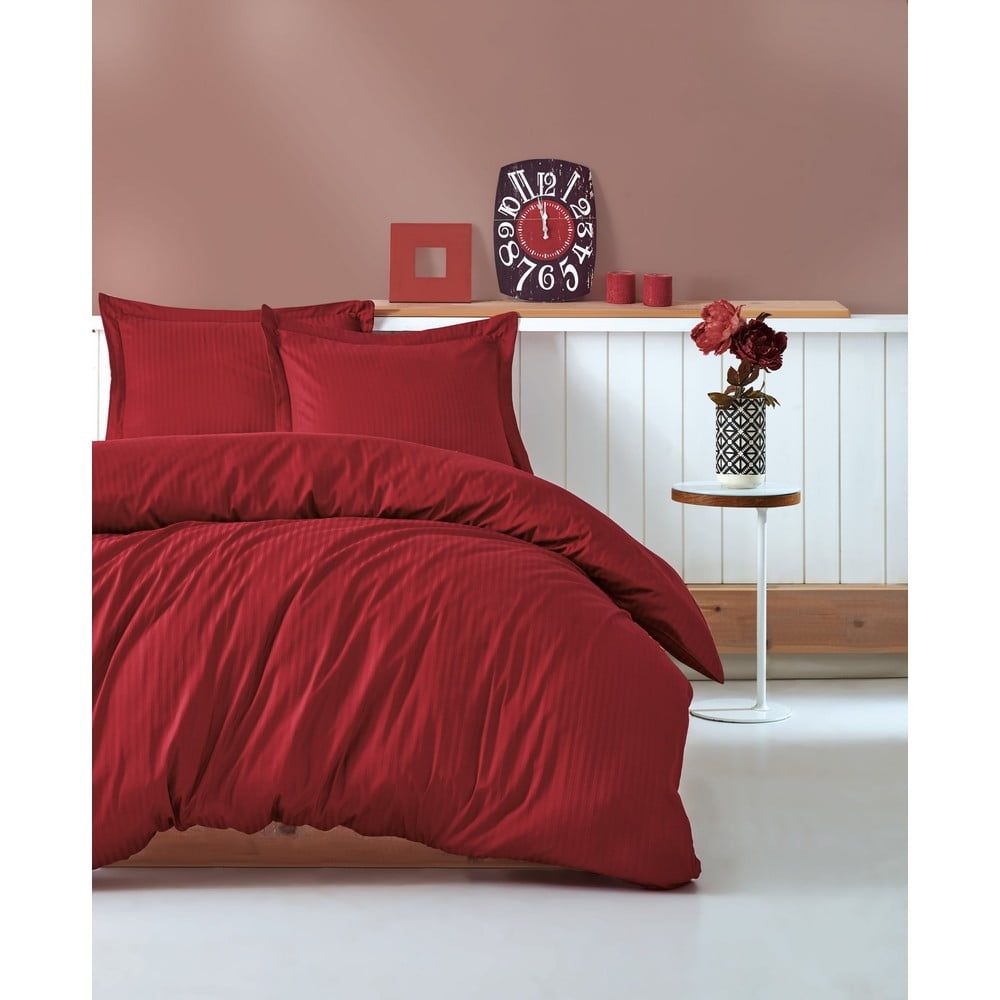 Červené obliečky s plachtou na dvojlôžko Stripe, 200 × 220 cm - Bonami.sk