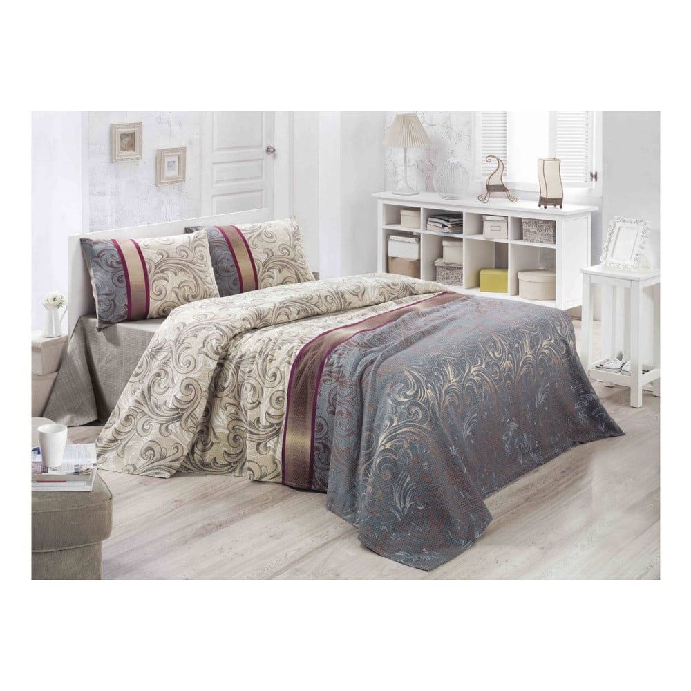 Ľahká prešívaná bavlnená prikrývka cez posteľ Carro Gris, 140 × 200 cm - Bonami.sk