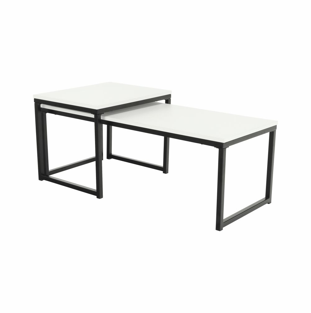 Konferenčný stolík (2 ks) Kastler New Typ 2 - matná biela / čierna - nabbi.sk
