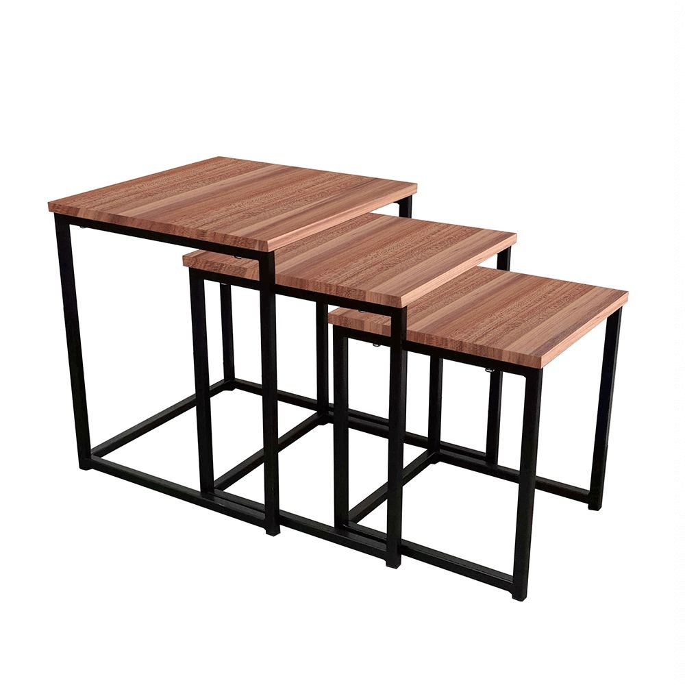 Konferenčný stolík (3 ks) Kastler Typ 3 - čierna / orech - nabbi.sk