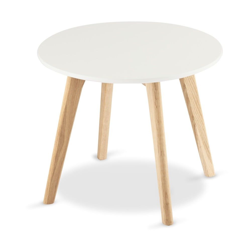 Biely konferenčný stolík s nohami z dubového dreva Furnhouse Life, Ø 48 cm - Bonami.sk