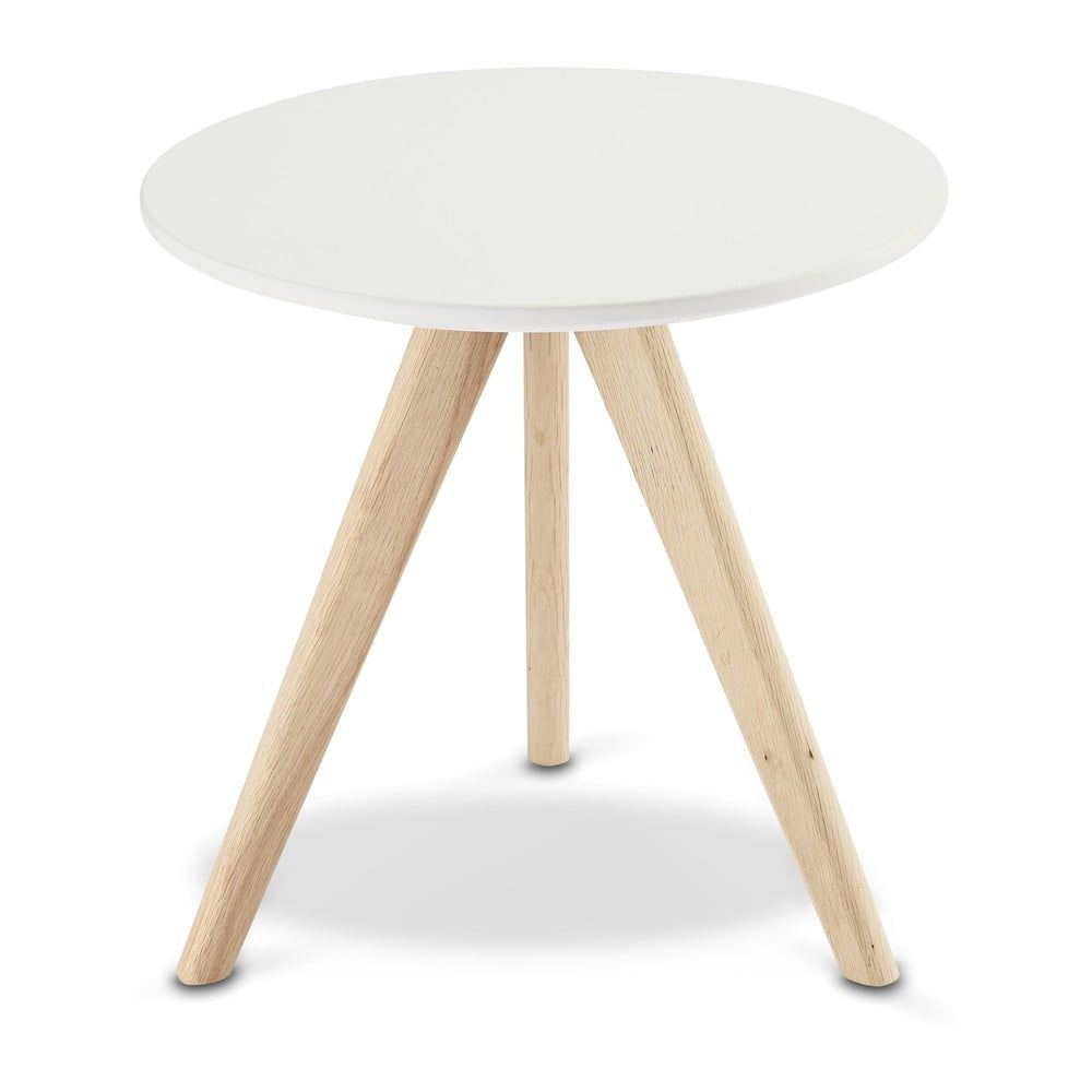 Biely konferenčný stolík s nohami z dubového dreva Furnhouse Life, Ø 40 cm - Bonami.sk