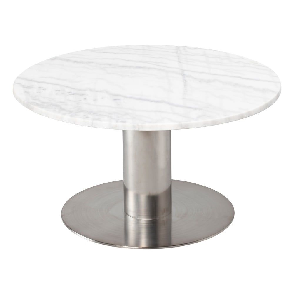 Biely mramorový konferenčný stolík s podnožím v striebornej farbe RGE Pepo, ⌀ 85 cm - Bonami.sk