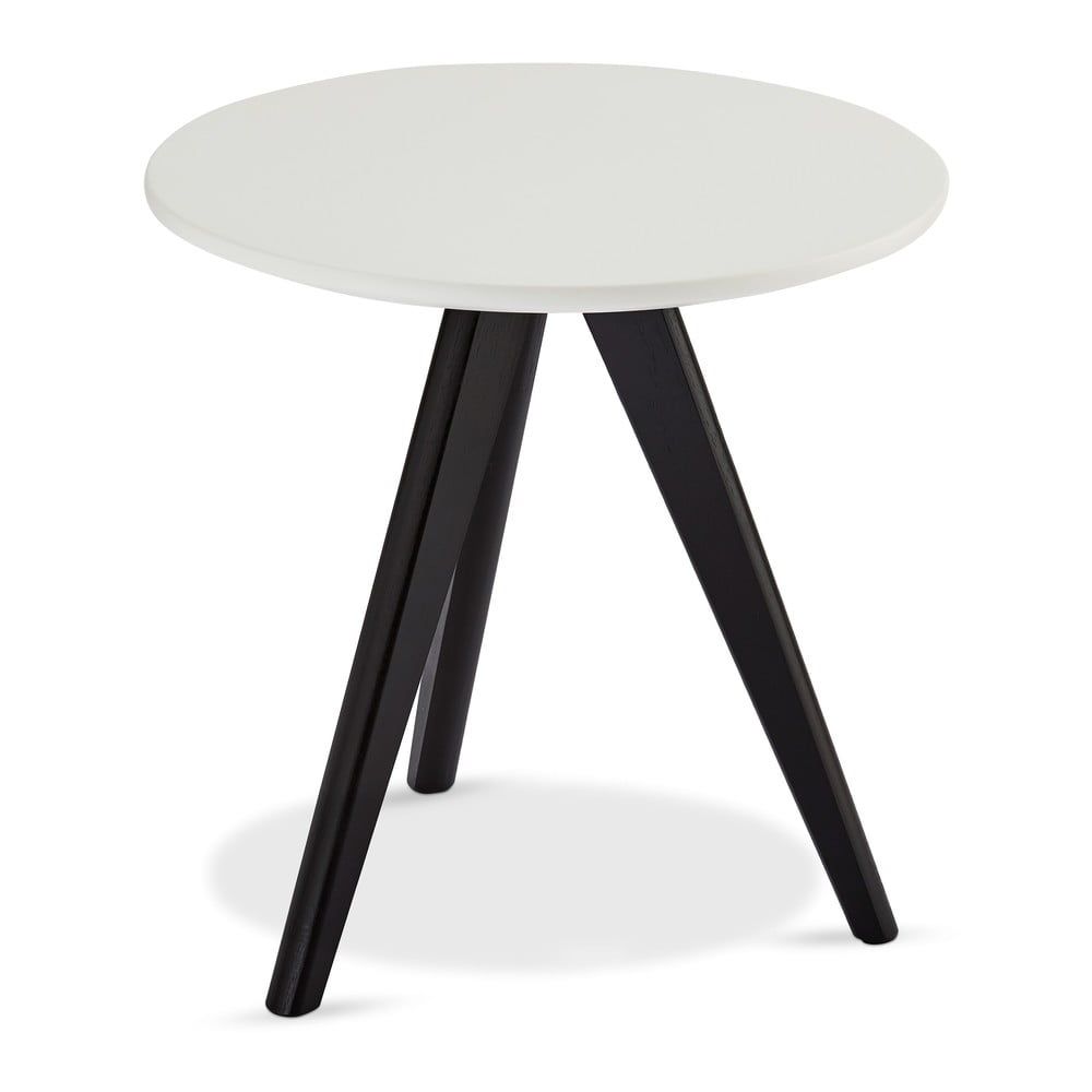 Čierno-biely konferenčný stolík s nohami z dubového dreva Furnhouse Life, Ø 40 cm - Bonami.sk