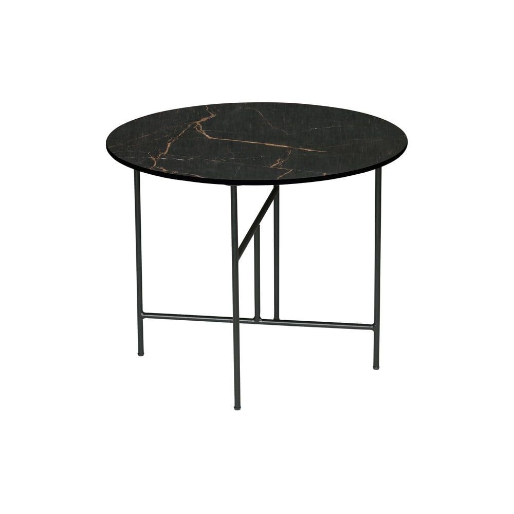 Čierny konferenčný stôl s porcelánovou doskou WOOOD Vida, ⌀ 60 cm - Bonami.sk
