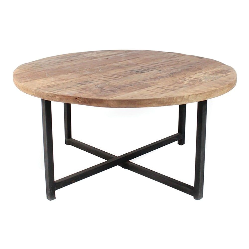 Čierny konferenčný stolík s doskou z mangového dreva LABEL51 Dex, ⌀ 60 cm - Bonami.sk