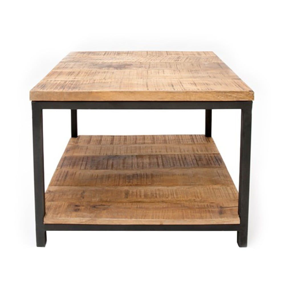 Čierny konferenčný stolík s doskou z mangového dreva LABEL51 Vintage, 60 × 60 cm - Bonami.sk