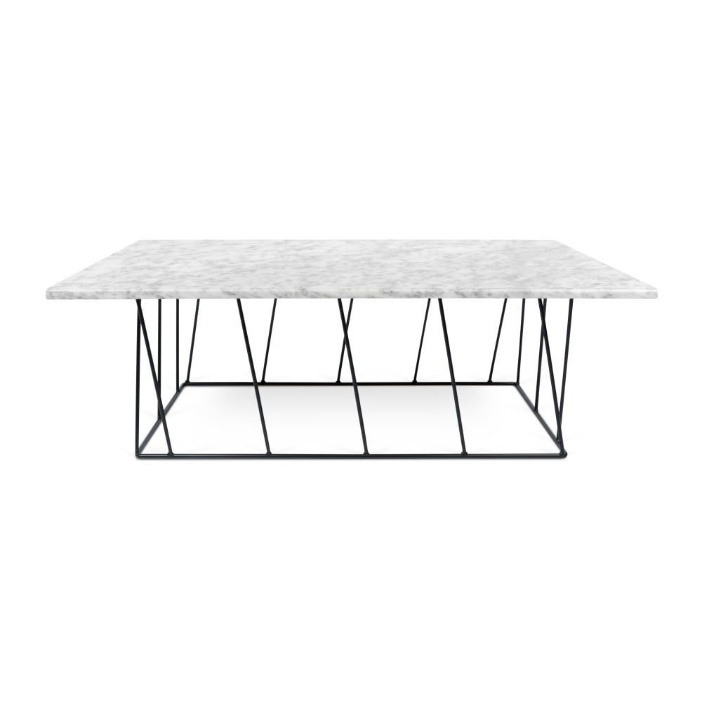 Biely mramorový konferenčný stolík s čiernymi nohami TemaHome Heli×, 120 cm - Bonami.sk