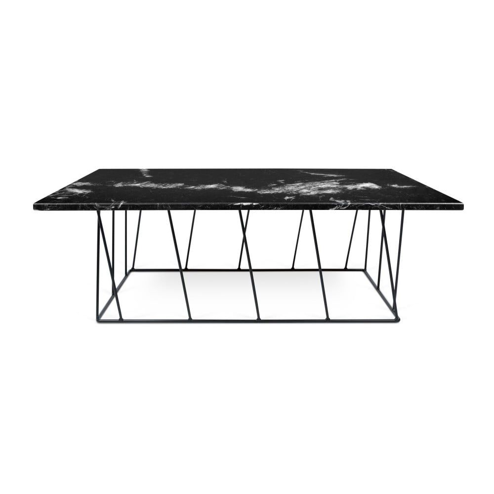 Čierny mramorový konferenčný stolík s čiernymi nohami TemaHome Heli×, 120 cm - Bonami.sk