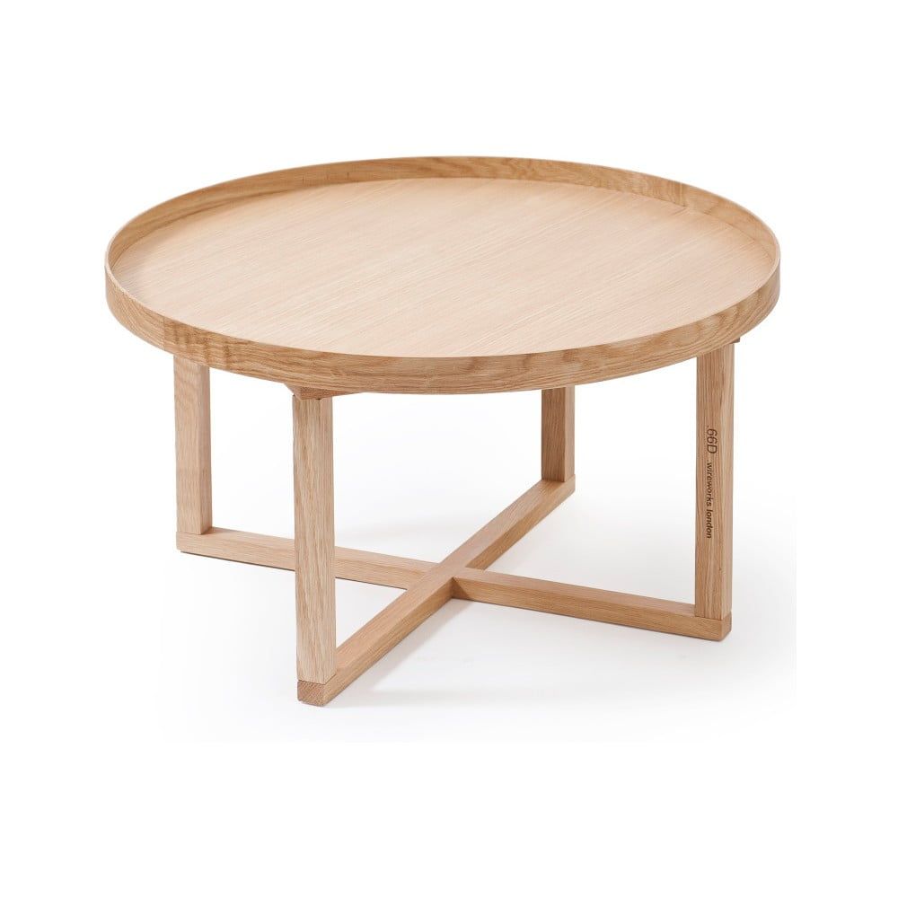 Okrúhly drevený stolík z dubového dreva Wireworks Round, ⌀ 66 cm - Bonami.sk