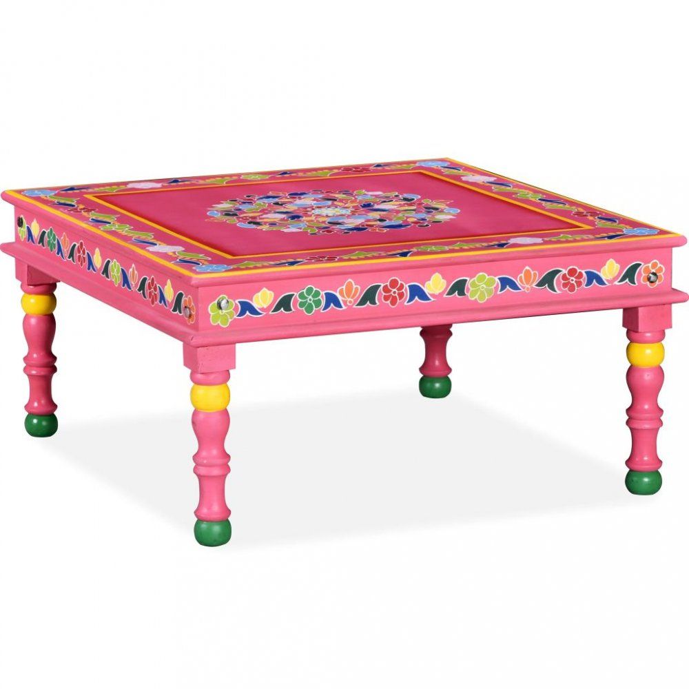 Konferenčný stolík ručne maľovaný Dekorhome Ružová - dekorhome.sk