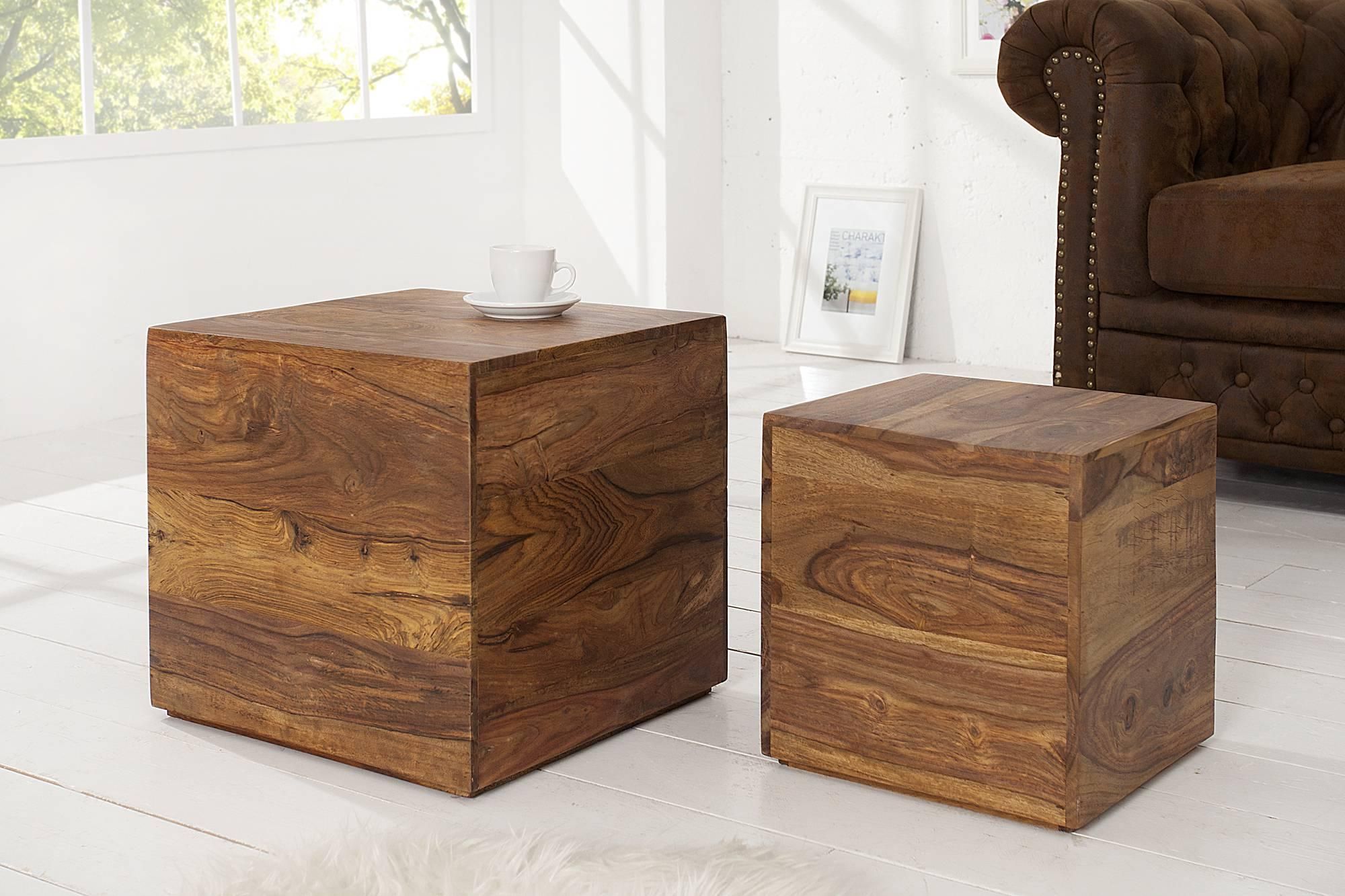 LuxD Dizajnové stolíky Timber kocky z masívneho dreva - ESTILOFINA.SK