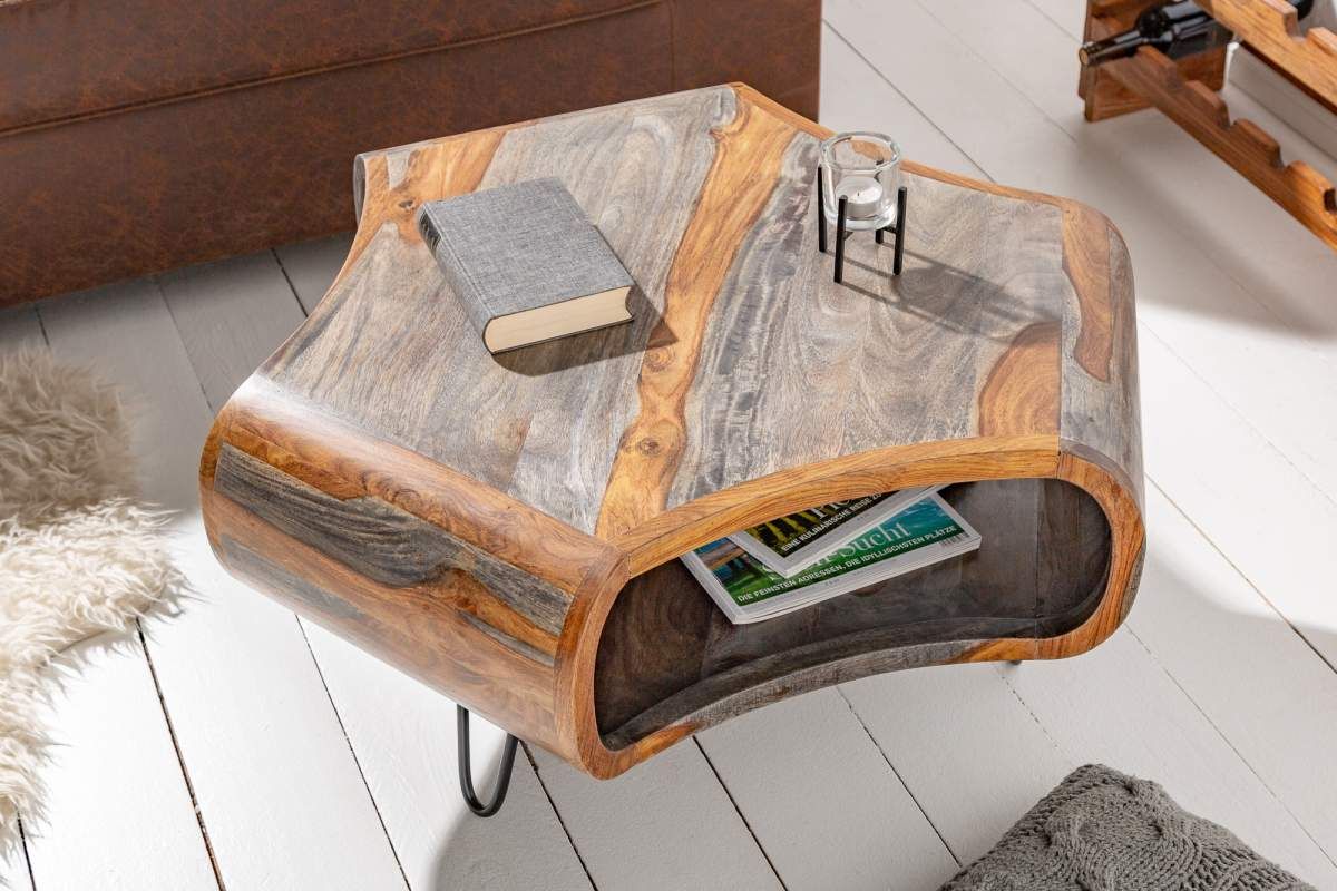 LuxD Dizajnový konferenčný stolík Lorelei, 70 cm, sheesham, sivý - ESTILOFINA.SK