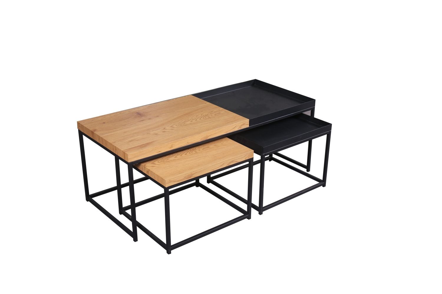 LuxD Set konferenčných stolíkov Giuliana 3 ks vzor dub - čierny - ESTILOFINA.SK