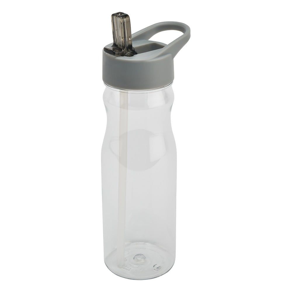 Sivá fľaša s vrchnákom a slamkou Addis Bottle Clear And Grey, 700 ml - Bonami.sk